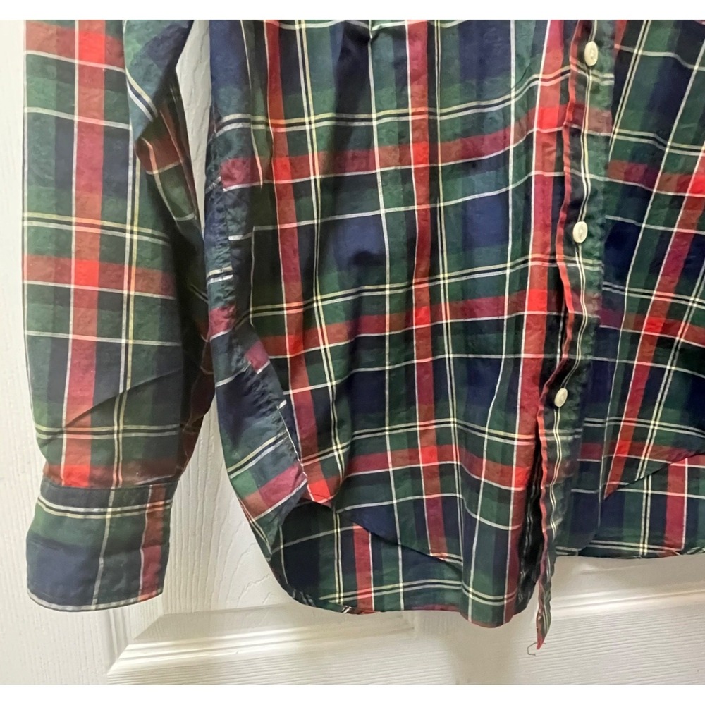 Vintage Ralph Lauren Crest Shirt Women's 12 (Large) Red Tartan Button Up Classic - Picture 6 of 15